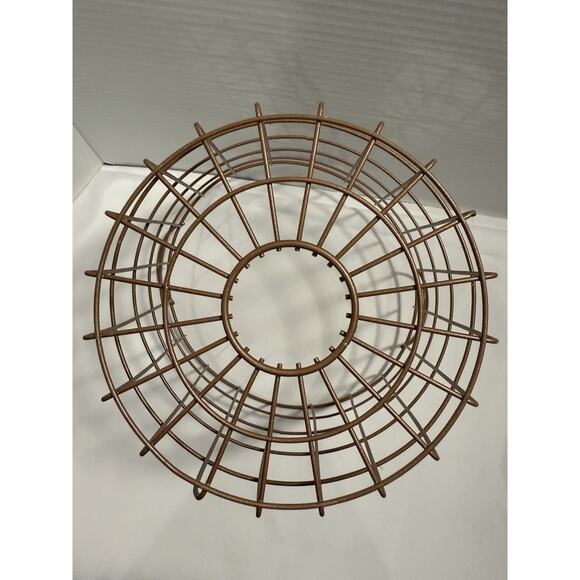 Industrial Style Round Copper Tone Metal Wire Storage Basket w/ Handles - Picture 6 of 10